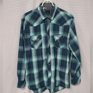 7 Diamonds Men's Button Down Plaid Shirt